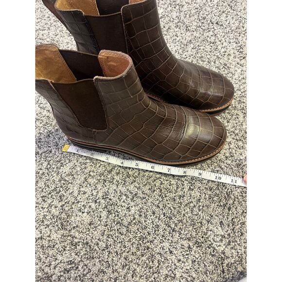 Madewell The Ivy Chelsea Boot Croc Embossed Leather Women’s 7.5‎ Lug Sole Brown - Picture 10 of 12